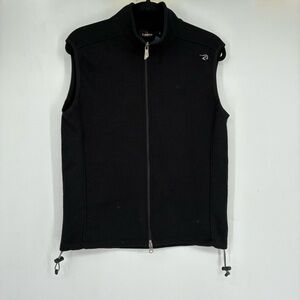 NEW Ivanhoe Of Sweden Mens Medium Merino Wool Black Full Zip Vest Knit Outdoor